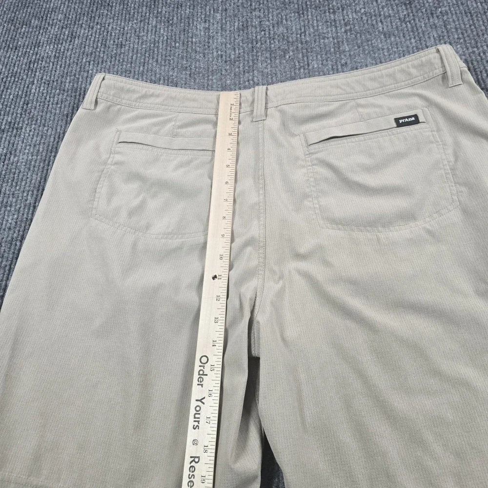 PrAna Shorts Mens 40 Beige Microfiber Chino Stretch Drawstring 8 Inseam Summer